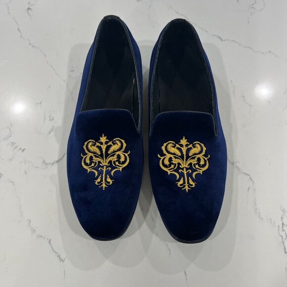 Fulinken Men's Velvet and Leather Blue Loafer Size 46 or 12 US - Picture 3 of 10